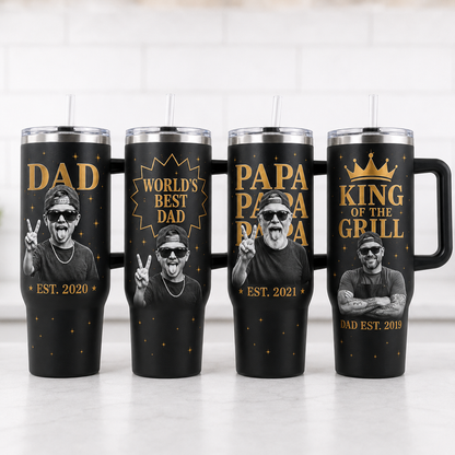 Custom Best Dad Photo 40oz Tumbler, Personalized Dad Tumbler, Father’s Day Gift TOM99