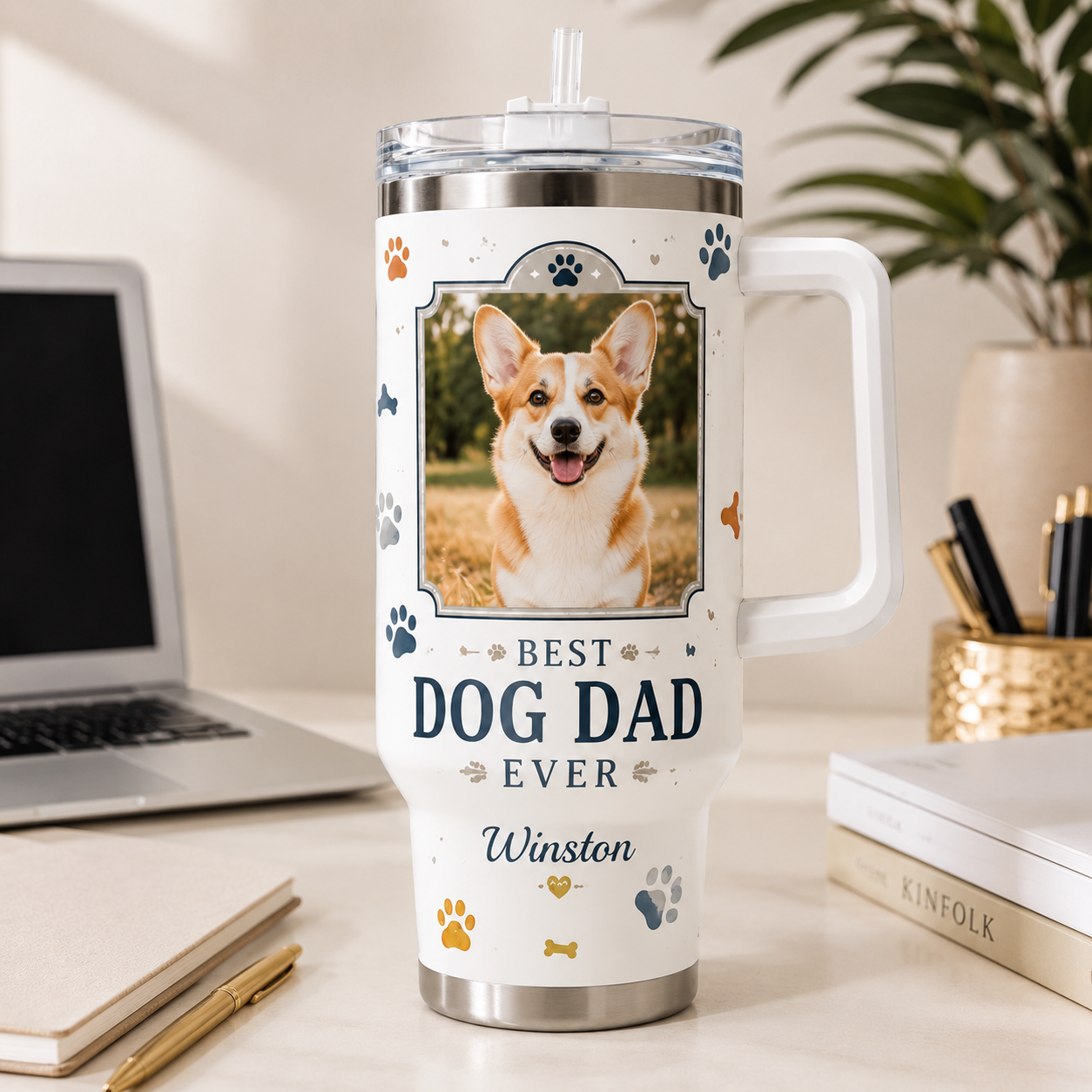 Custom Photo Best Dog Dad Ever 40oz Tumbler | Gift For Dog Lovers | Pet Lover Gifts