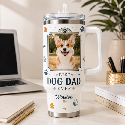 Custom Photo Best Dog Dad Ever 40oz Tumbler | Gift For Dog Lovers | Pet Lover Gifts