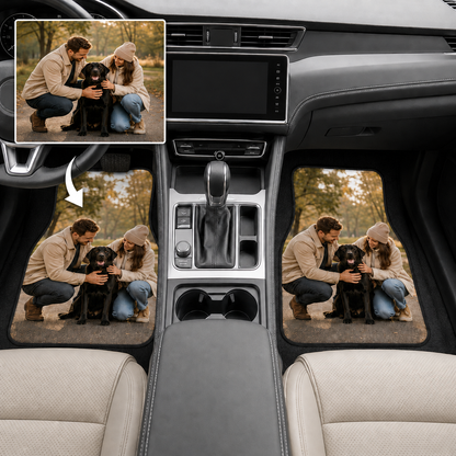 Personalized Dog Dad Flannel Car Floor Mats, Custom Dad Floor Mats, Gift For Dad TOM99