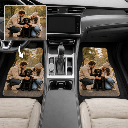 Personalized Dog Dad Flannel Car Floor Mats, Custom Dad Floor Mats, Gift For Dad TOM99