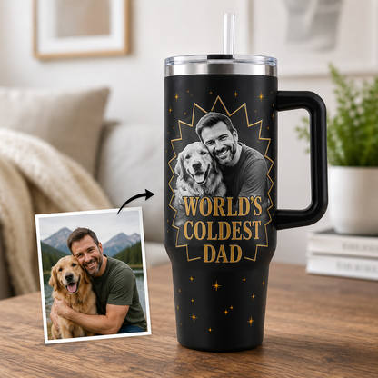 Custom Best Dad Photo 40oz Tumbler, Personalized Dad Tumbler, Father’s Day Gift TOM99