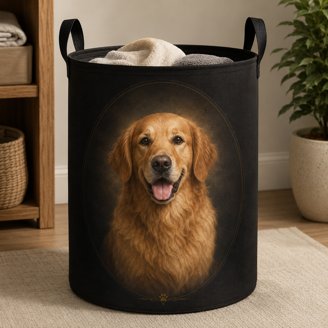 Custom Photo Dog Laundry Basket | Gift For Dog Lovers | Dog Bathroom Decor