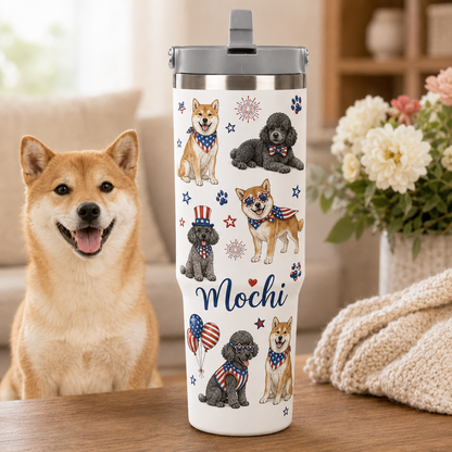 Custom Photo 250th Anniversary USA Dog 30oz Tumbler | Gift For Dog Lovers | Pet Lover Gifts TOM99