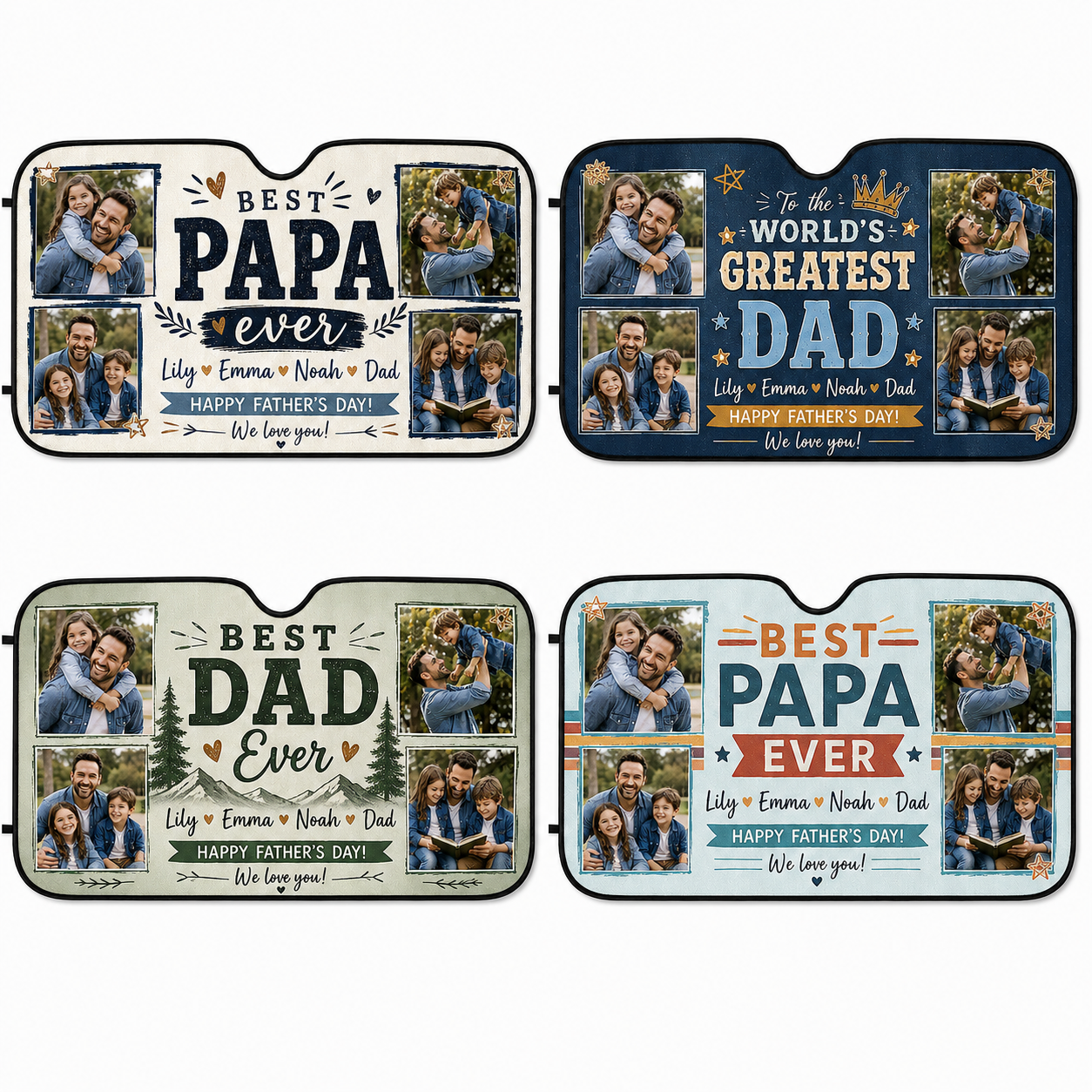 Personalized Best Dad Car Windshield Sun Shade, Custom Car Sun Shade for Dad, Gift For Dad TOM99