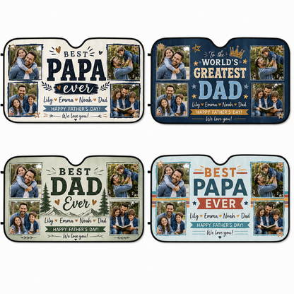 Personalized Best Dad Car Windshield Sun Shade, Custom Car Sun Shade for Dad, Gift For Dad TOM99
