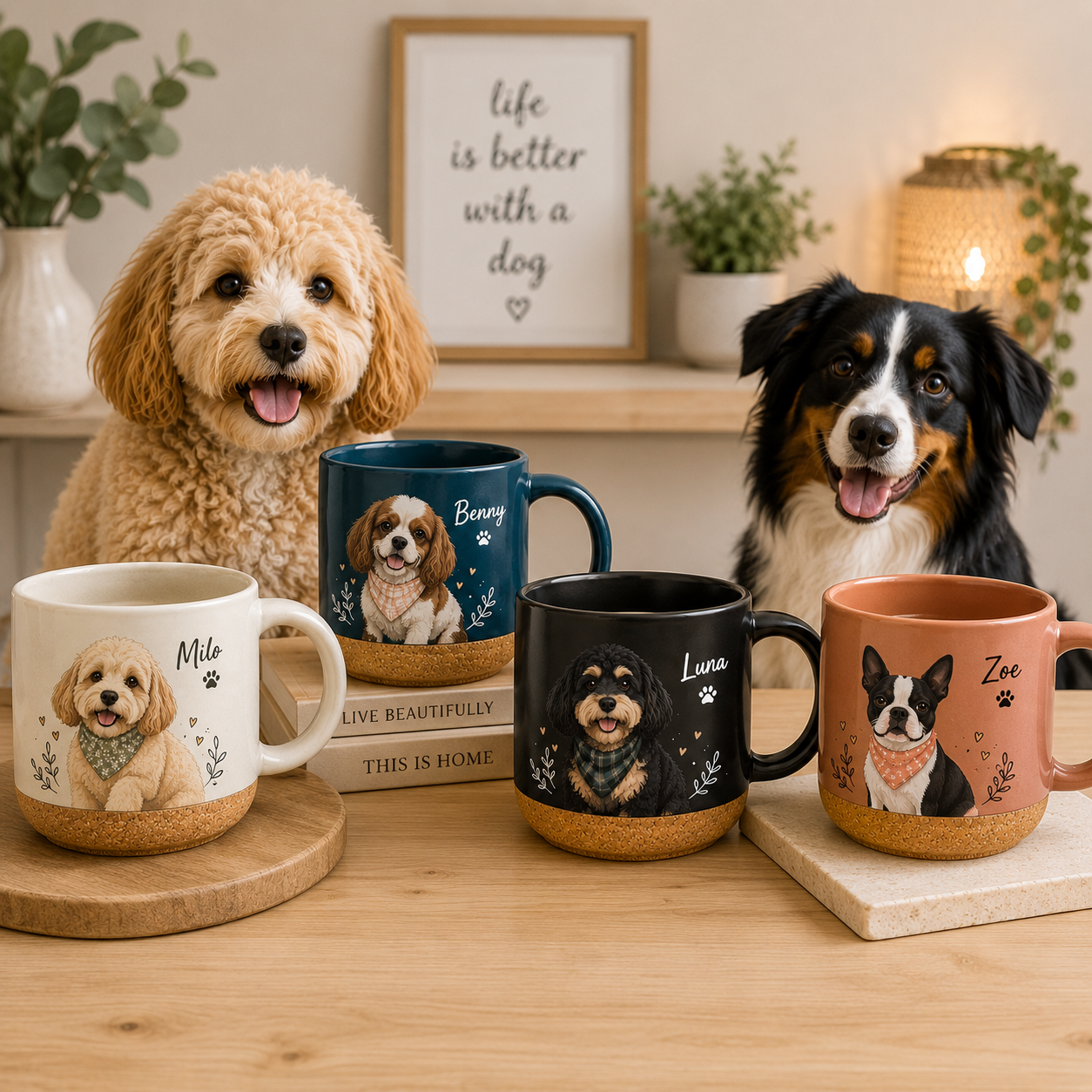Custom Photo Dog 12oz Cork Mug | Gift For Dog Lovers | Pet Lover Gifts TOM99