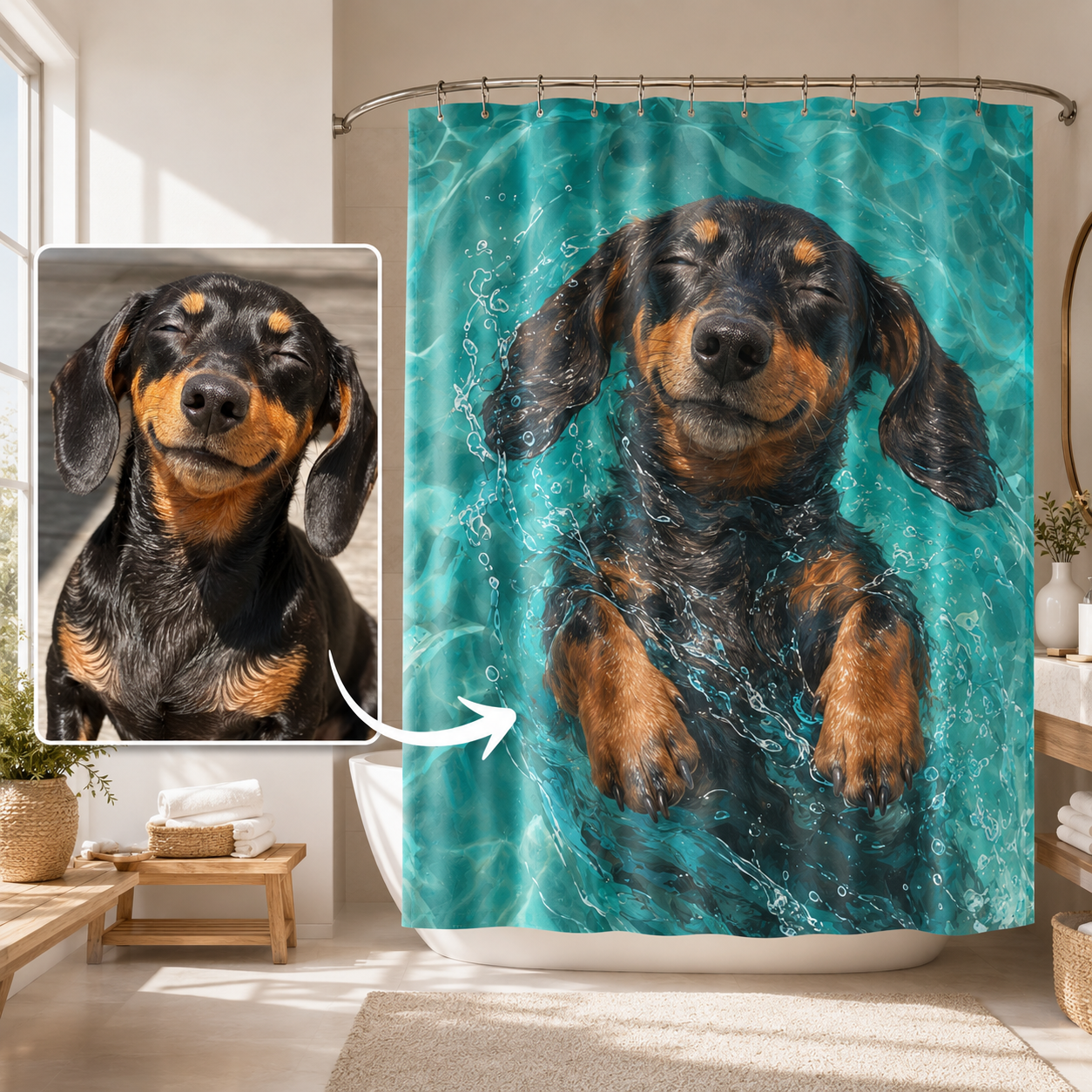 Custom Photo Dog Shower Curtain | Gift For Dog Lovers