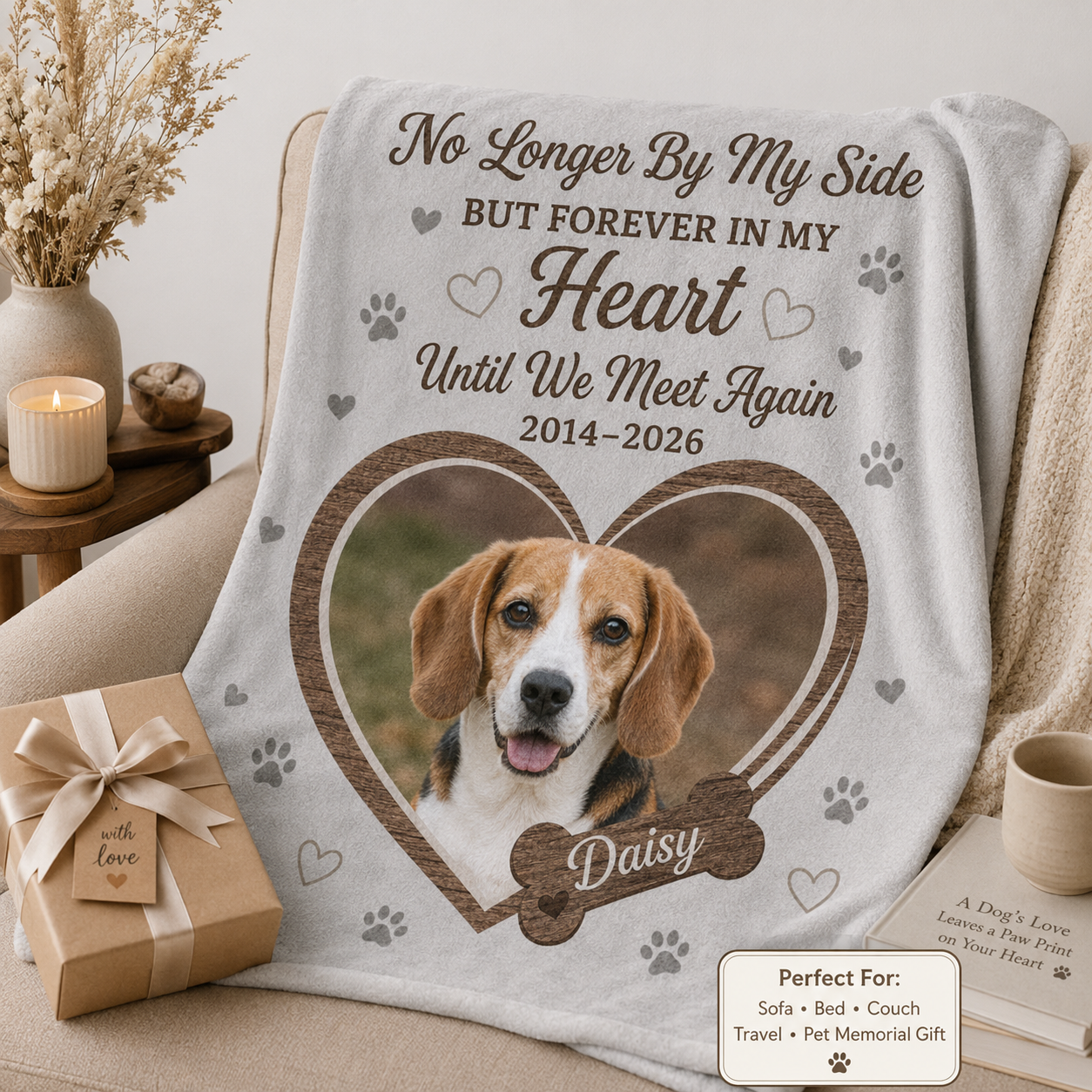 Custom Photo Goodbye Dog Memorial Blanket | Personalized Dog Lovers Gifts | Gift For Dog Lovers TOM99
