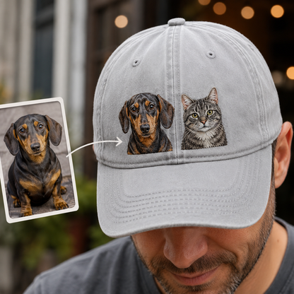 Personalized Dog Face Hat, Custom Pet Photo Embroidered Cap, Gift For Dog Lovers THUC99