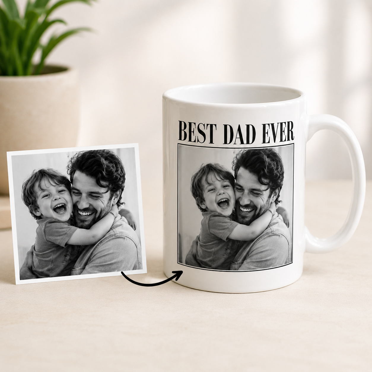 Custom Photo Best Dad Ever Mug, Personalized Mug Mug For Husband Dad Grandfather TOM99
