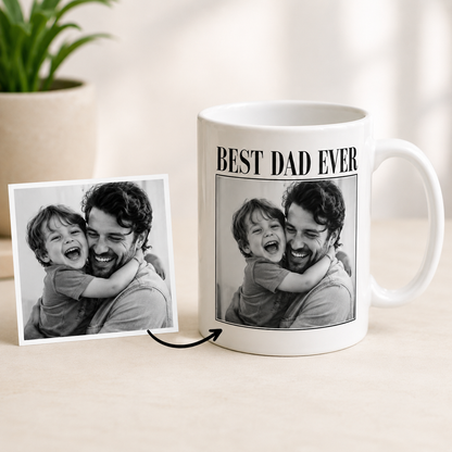 Custom Photo Best Dad Ever Mug, Personalized Mug Mug For Husband Dad Grandfather TOM99