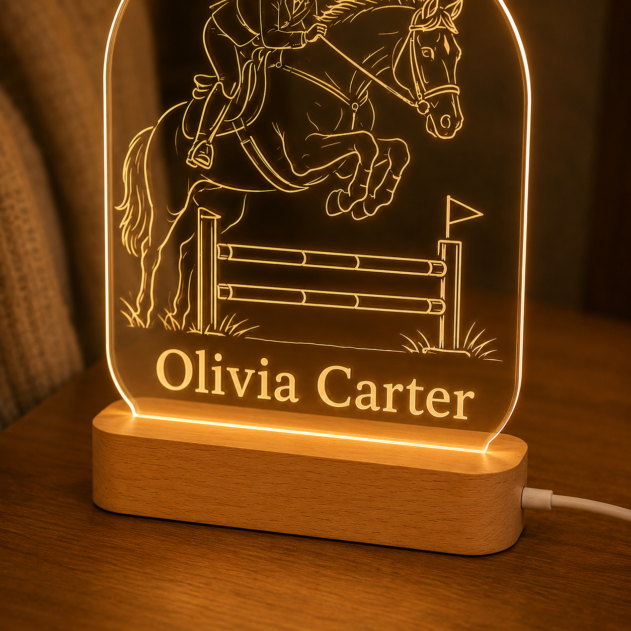 Custom Photo Horse Wooden Led Light | Personalized Horse Photo Wooden Led Light | Gift For Horse Lovers TOM99