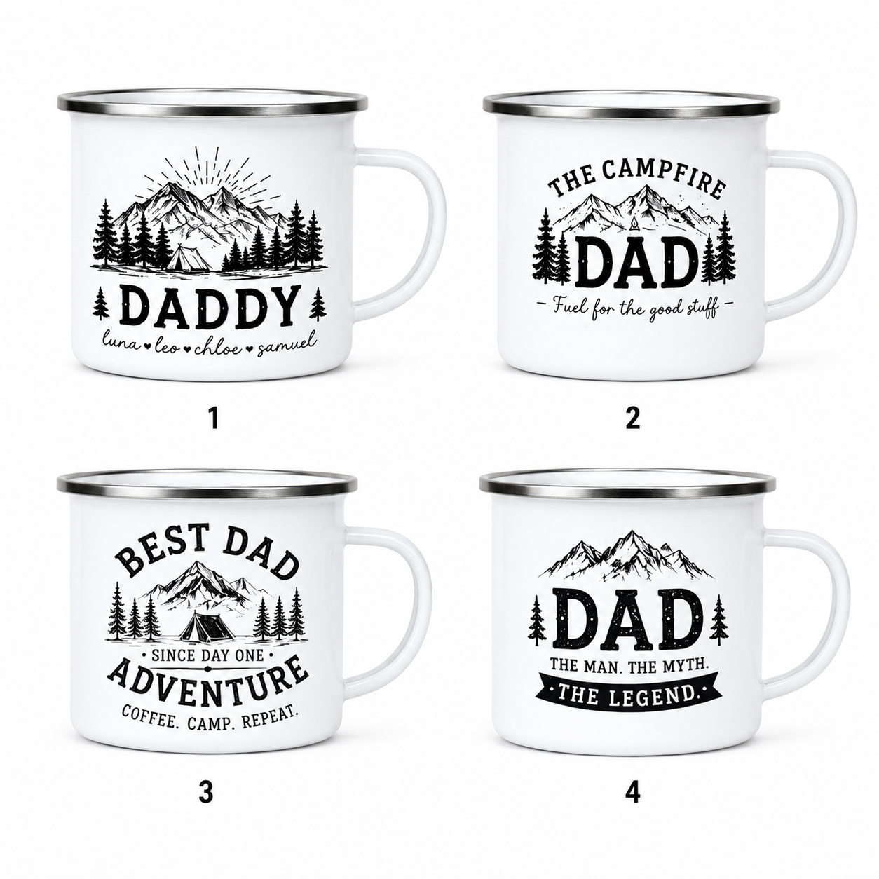 Personalized Best Dad Camp Mug 12oz, Custom Dad Enamel Cup, Gift For Dad TOM99
