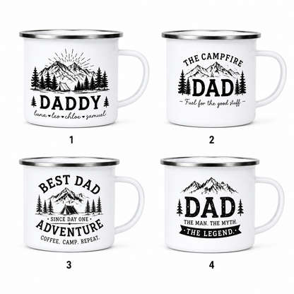 Personalized Best Dad Camp Mug 12oz, Custom Dad Enamel Cup, Gift For Dad TOM99