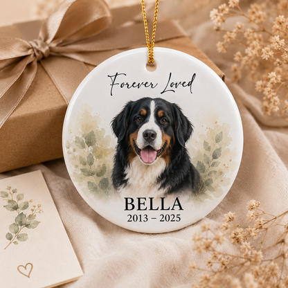 Custom Photo Dog Forever Loved Memorial Ceramic Ornament | Personalized Dog Lovers Gifts | Gift For Dog Lovers TOM99