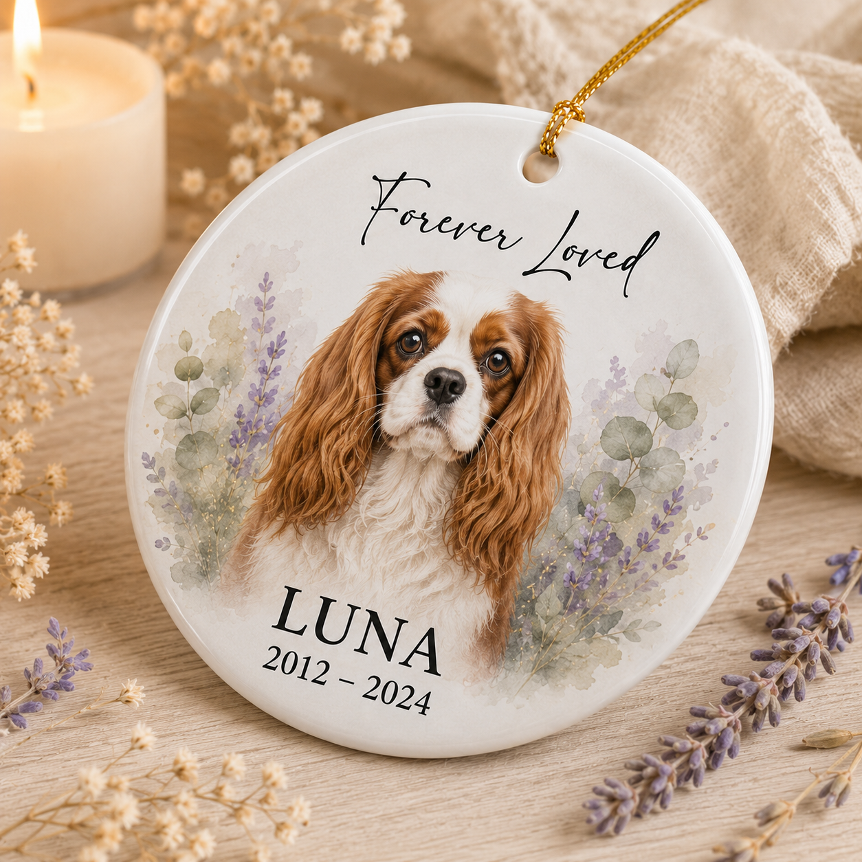 Custom Photo Dog Forever Loved Memorial Ceramic Ornament | Personalized Dog Lovers Gifts | Gift For Dog Lovers TOM99