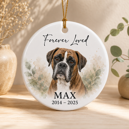 Custom Photo Dog Forever Loved Memorial Ceramic Ornament | Personalized Dog Lovers Gifts | Gift For Dog Lovers TOM99