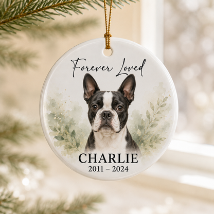Custom Photo Dog Forever Loved Memorial Ceramic Ornament | Personalized Dog Lovers Gifts | Gift For Dog Lovers TOM99