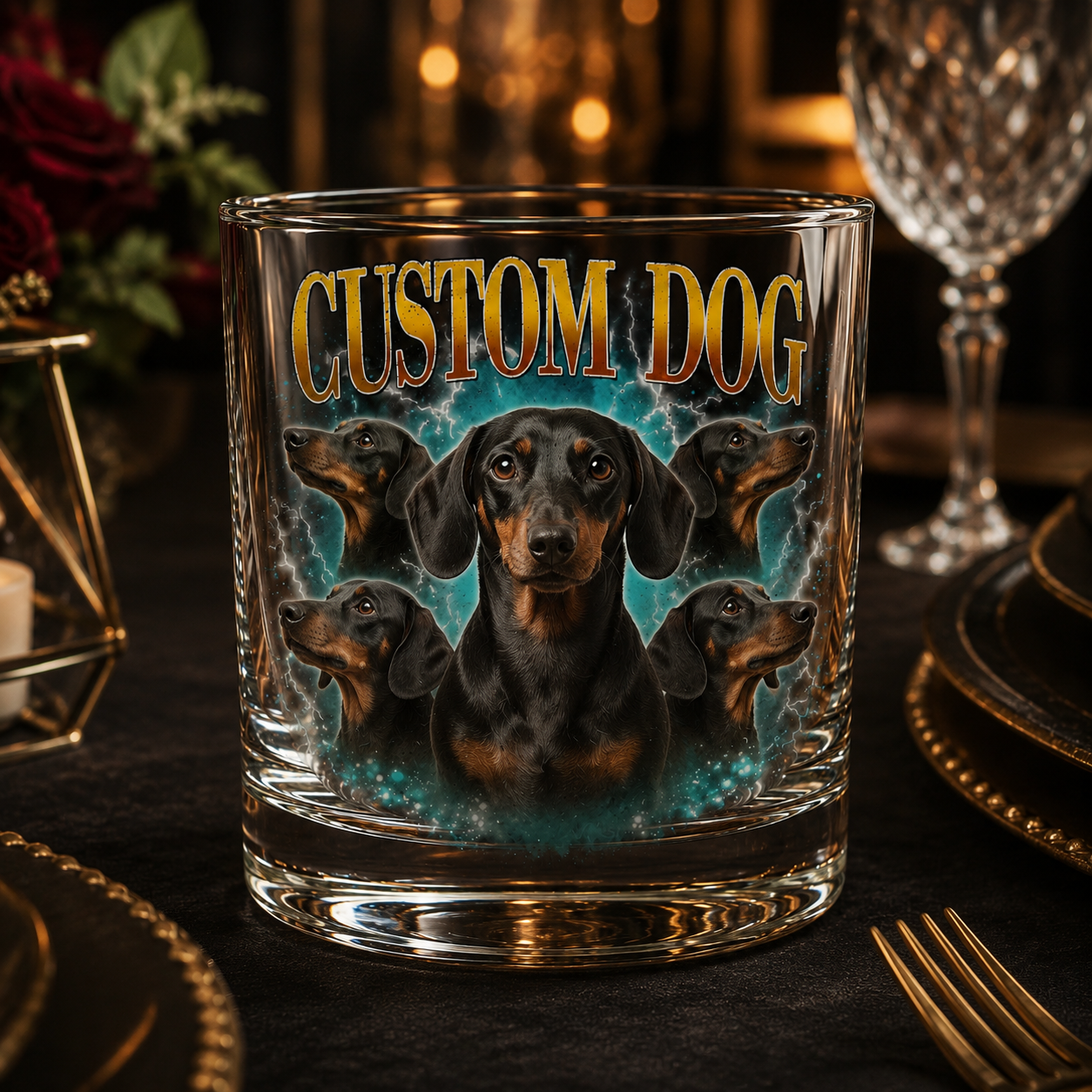 Custom Photo Dog Bootleg Whiskey Glass | Personalized Pet Photo Gifts | Gift For Dog Lovers