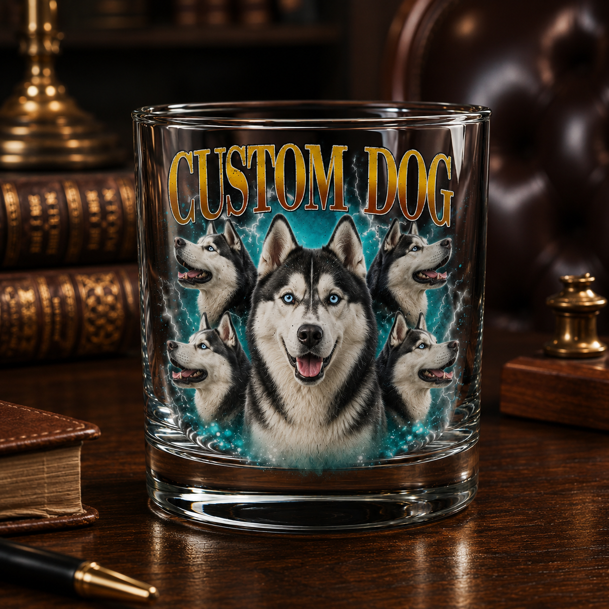 Custom Photo Dog Bootleg Whiskey Glass | Personalized Pet Photo Gifts | Gift For Dog Lovers