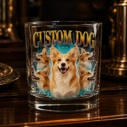 Custom Photo Dog Bootleg Whiskey Glass | Personalized Pet Photo Gifts | Gift For Dog Lovers