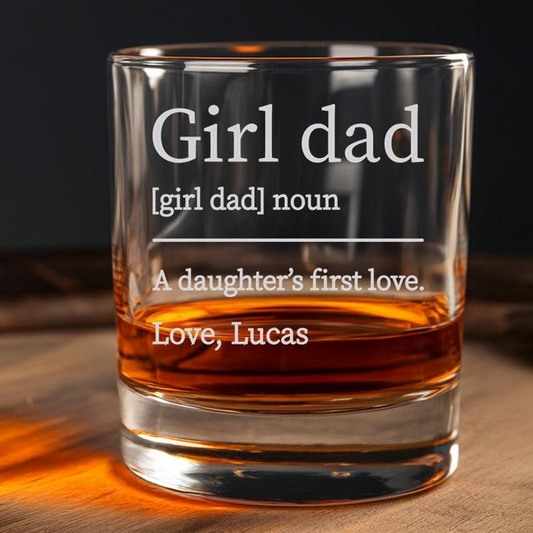 Personalized Girl Dad Whiskey Glass | 1st Father's Day Gift | Gift For Dad | Engraved Whiskey Glass