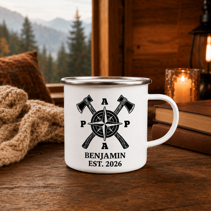 Personalized Dad Fishing Camp Mug 12oz, Custom Dad Enamel Cup, Gift For Dad TOM99