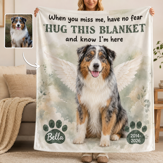 Custom Photo I'm Here Dog Memorial Blanket | Personalized Dog Lovers Gifts | Gift For Dog Lovers TOM99