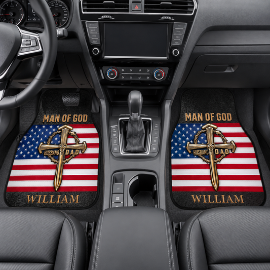 Personalized Dad God Flannel Car Floor Mats, Custom Dad Floor Mats, Gift For Dad TOM99