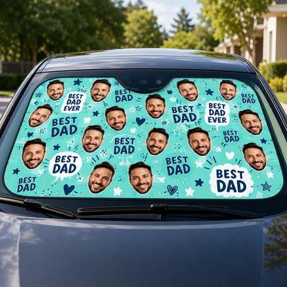 Personalized Best Dad Car Windshield Sun Shade, Custom Car Sun Shade for Dad, Gift For Dad TOM99