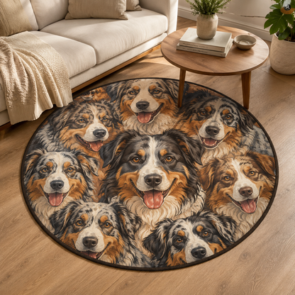 Custom Photo Dog Art Round Carpet | Photo Pet Round Rug | Gift For Dog Lovers