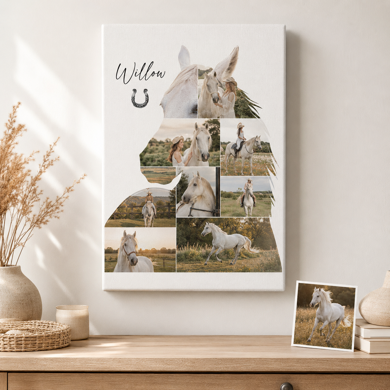 Custom Photo Horse Memories Wall Art Canvas | Personalized Horse Photo Canvas | Gift For Horse Lovers TOM99