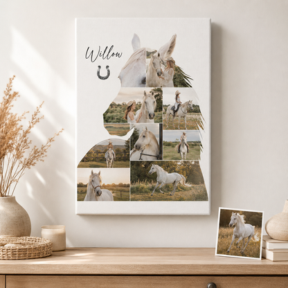 Custom Photo Horse Memories Wall Art Canvas | Personalized Horse Photo Canvas | Gift For Horse Lovers TOM99