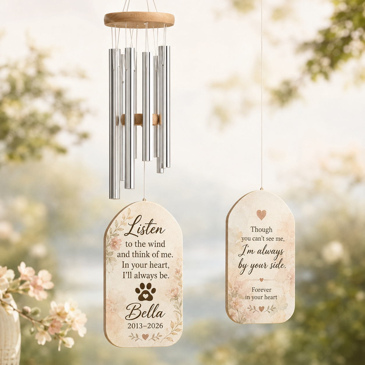 Custom Photo Dog Memory Listen To The Wind Chime | Personalized Dog Lovers Gifts | Gift For Dog Lovers TOM99