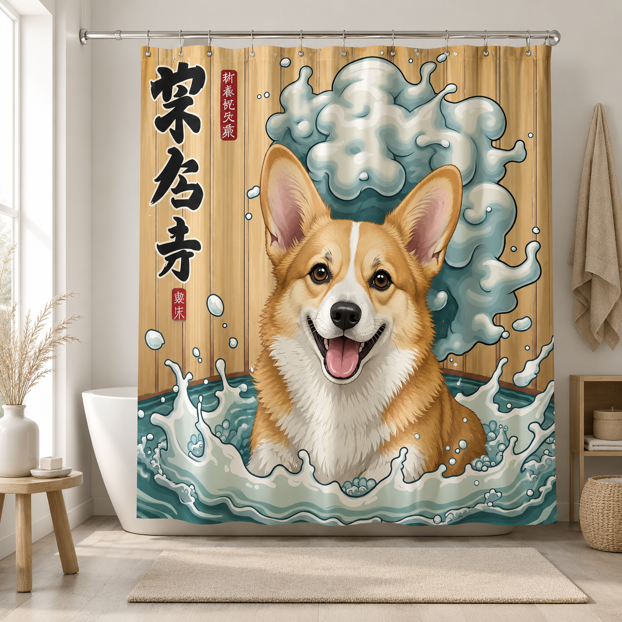 Custom Photo Dog Cowboy Shower Curtain | Gift For Dog Lovers