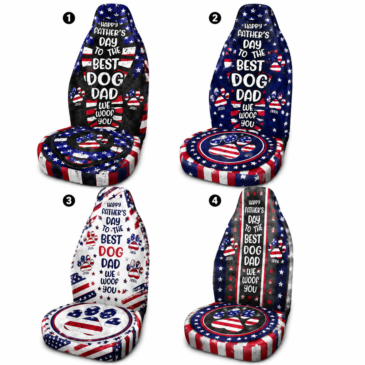 Personalized Best Dog Dad Portrait Car Seat Cover, Custom Dad Seat Protector, Gift For Dad TOM99