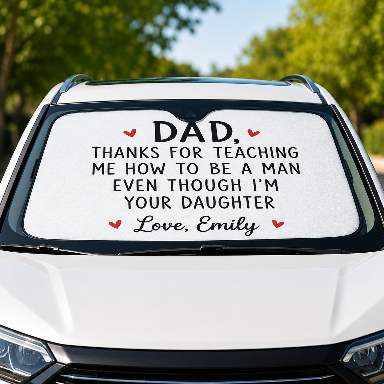 Personalized Thanks Dad Car Windshield Sun Shade, Custom Car Sun Shade for Dad, Gift For Dad TOM99