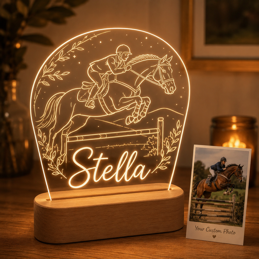 Custom Photo True Horse Wooden Led Light | Personalized Horse Photo Wooden Led Light | Gift For Horse Lovers TOM99