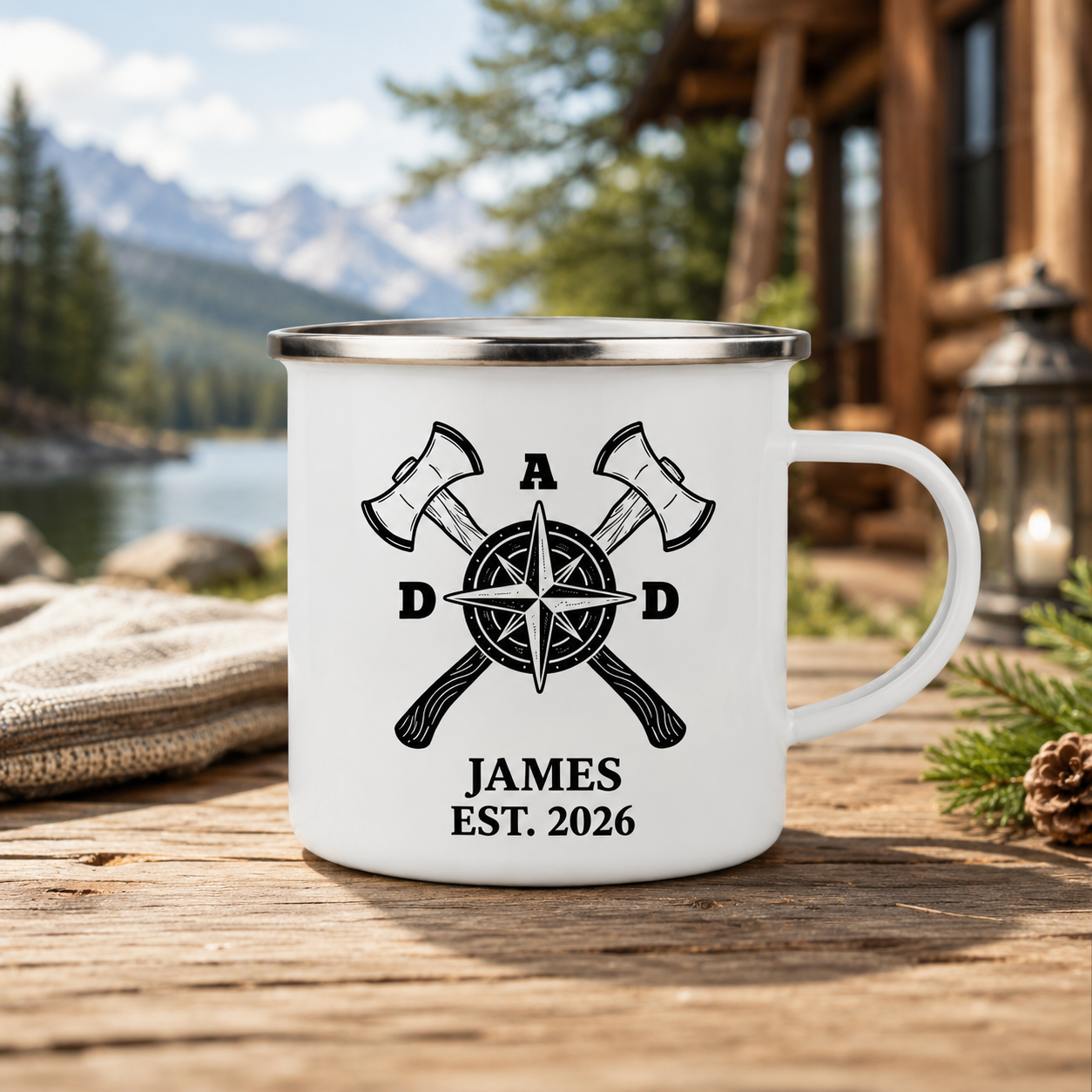Personalized Dad Camp Mug 12oz, Custom Dad Enamel Cup, Gift For Dad TOM99