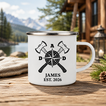 Personalized Dad Camp Mug 12oz, Custom Dad Enamel Cup, Gift For Dad TOM99