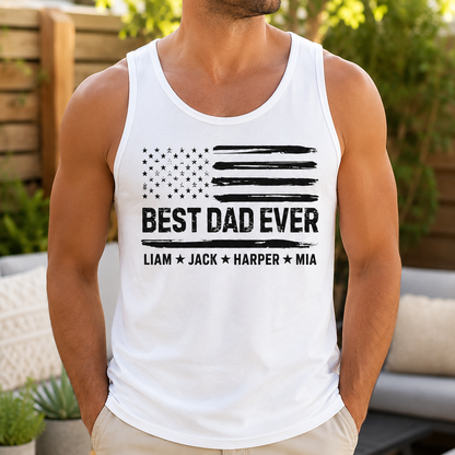 Custom Best Dad US Tank Top, Personalized Dad Gifts | Gift For Dad, Grandpa TOM99