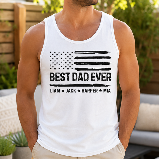 Custom Best Dad US Tank Top, Personalized Dad Gifts | Gift For Dad, Grandpa TOM99