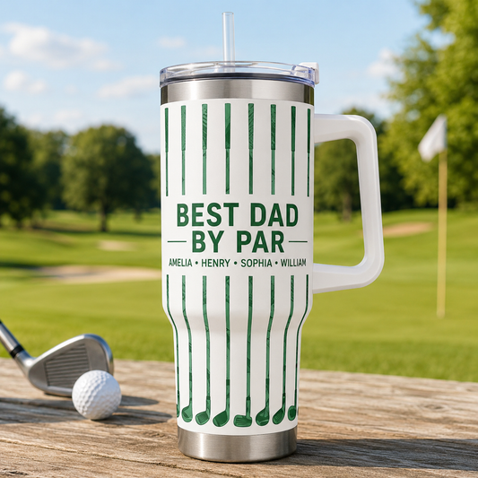 Custom Best Dad By Par 40oz Tumbler, Personalized Dad Tumbler, Father’s Day Gift TOM99