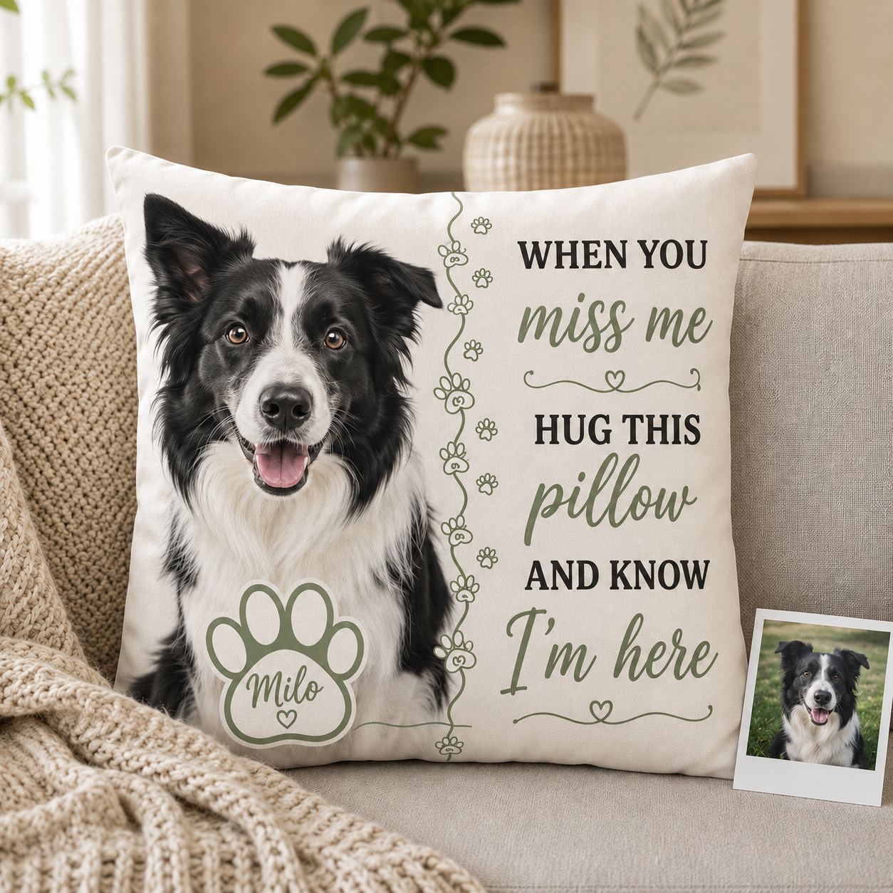 Custom Photo Dog Pillow | Gift For Dog Lovers | Personalized Dog Decor TOM99