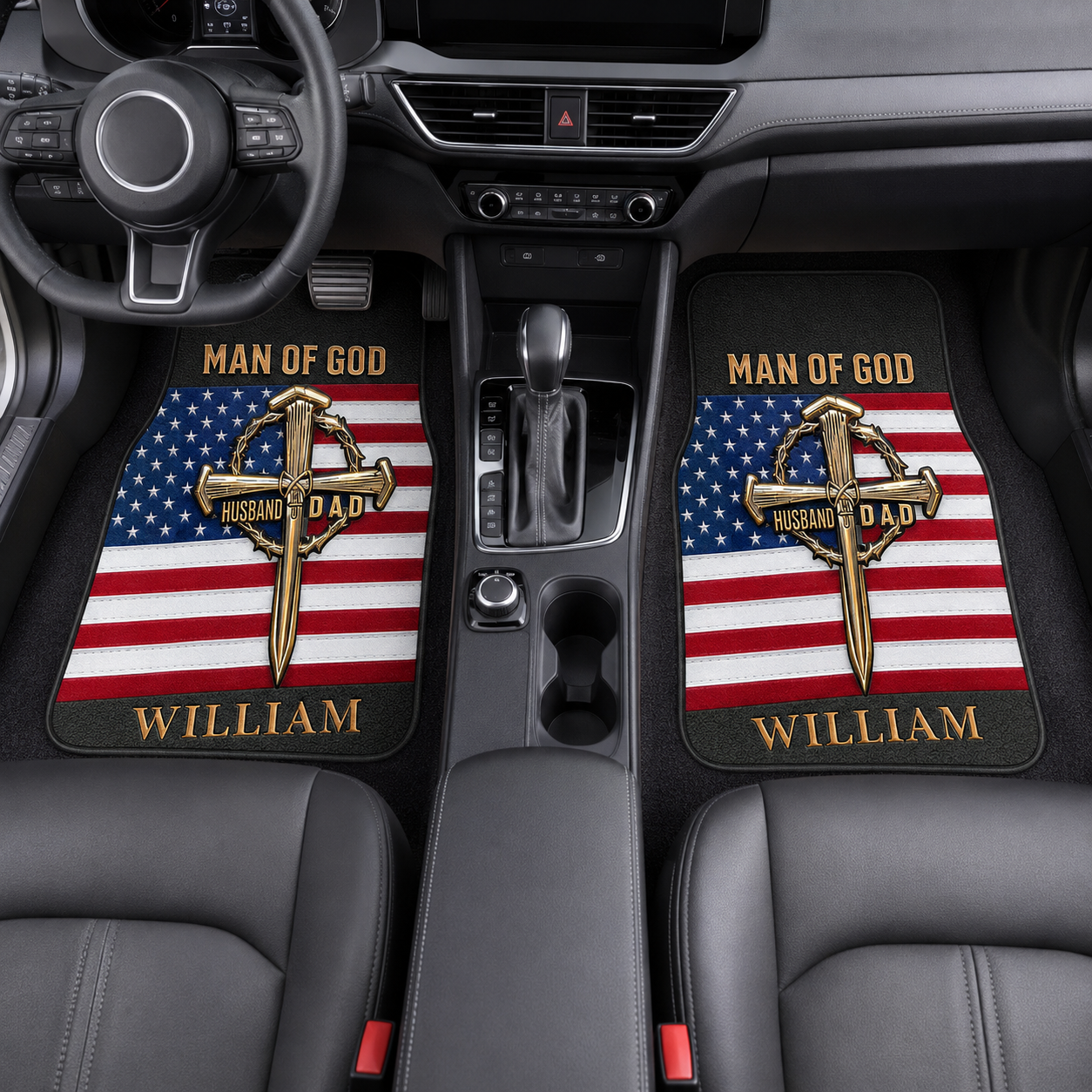 Personalized Dad God Flannel Car Floor Mats, Custom Dad Floor Mats, Gift For Dad TOM99