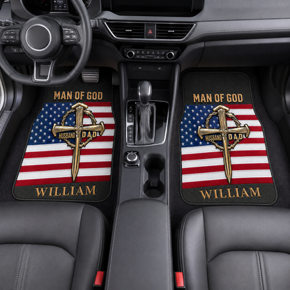 Personalized Dad God Flannel Car Floor Mats, Custom Dad Floor Mats, Gift For Dad TOM99