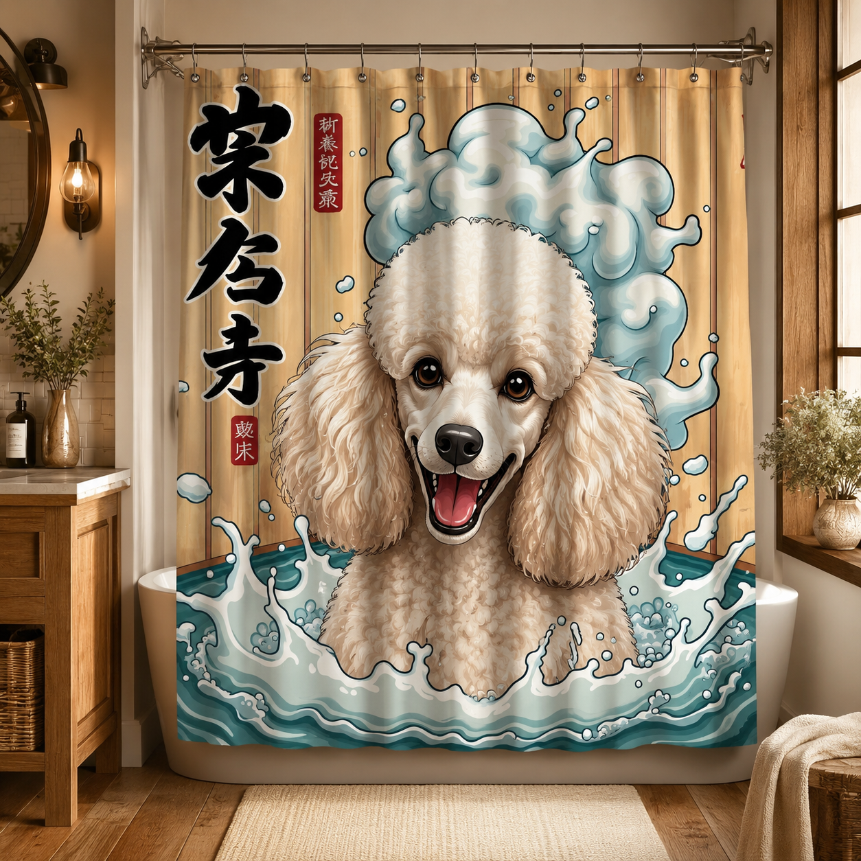 Custom Photo Dog Cowboy Shower Curtain | Gift For Dog Lovers