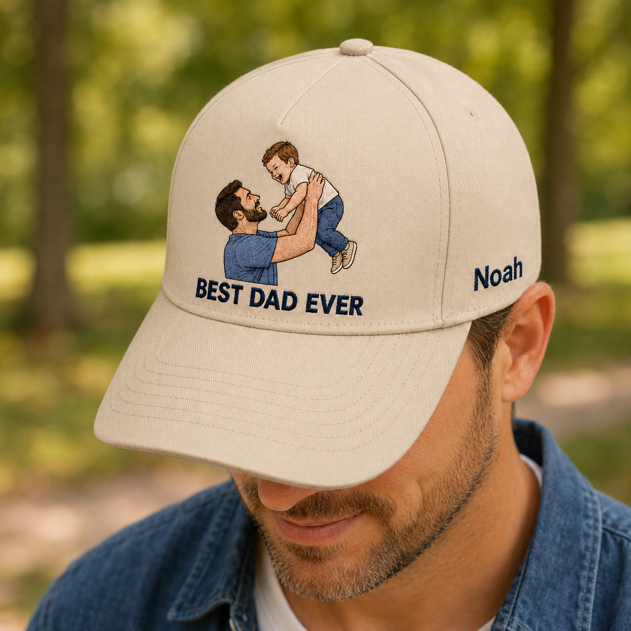 Custom Photo Dad Embroidered Hat, Personalized Cap, Custom Portrait Dad Hat, Father’s Day Gift THUC99