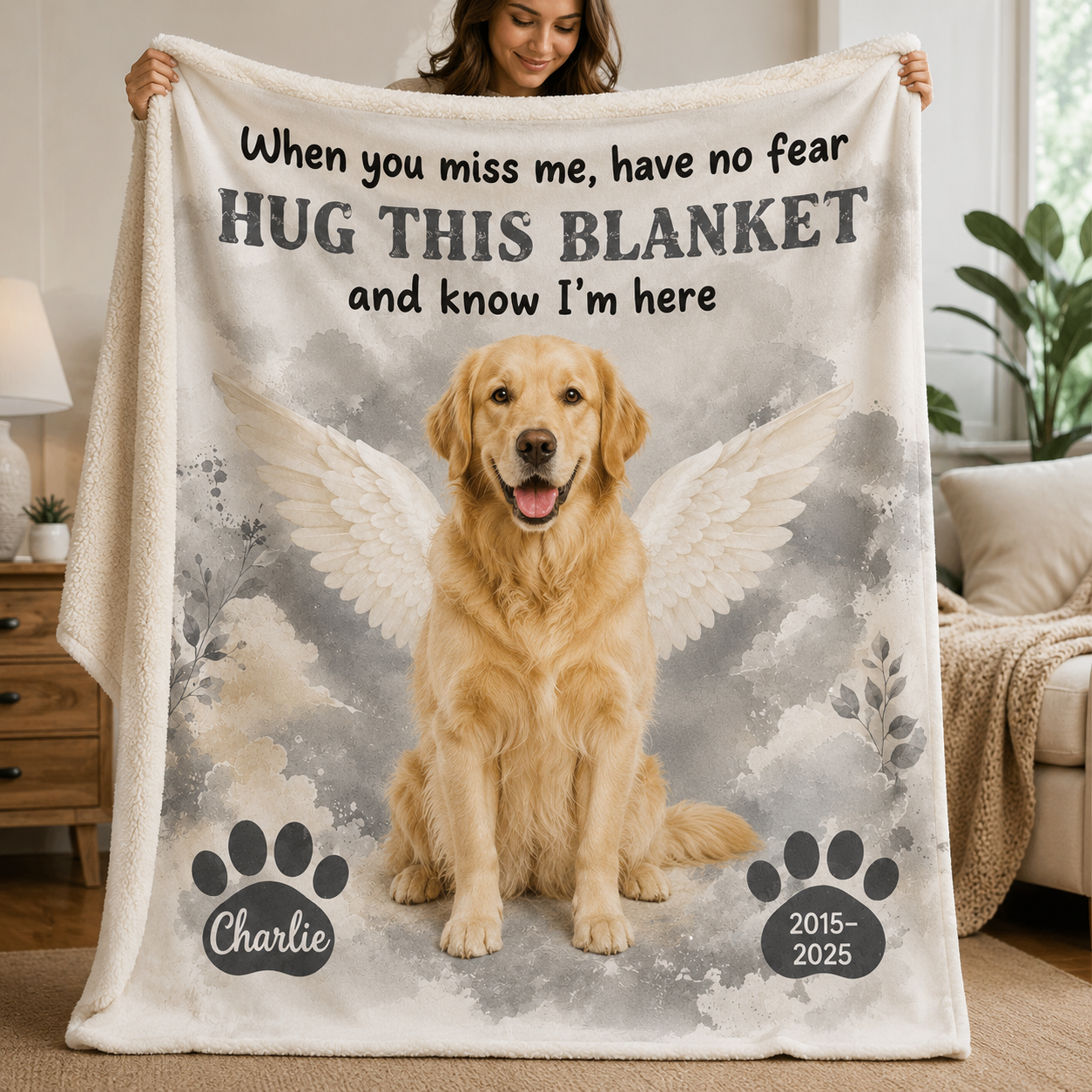 Custom Photo I'm Here Dog Memorial Blanket | Personalized Dog Lovers Gifts | Gift For Dog Lovers TOM99